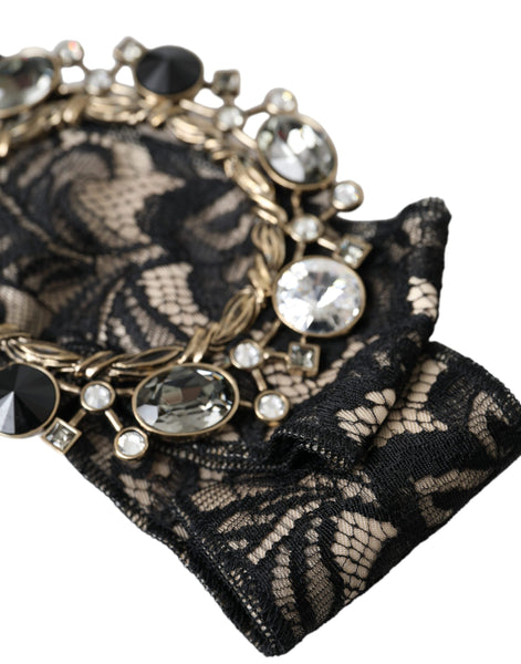Dolce & Gabbana Black Lace Crystal Handmade Brooch Hair Pin Dolce & Gabbana
