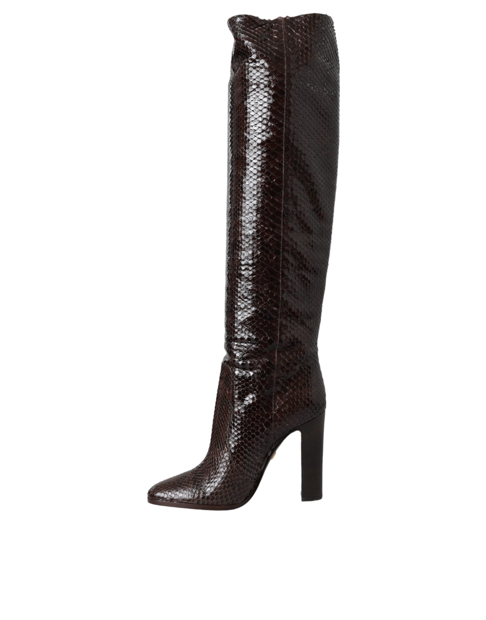 Dolce & Gabbana Brown Exotic Leather Heels High Boots Shoes Dolce & Gabbana