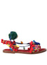Dolce & Gabbana Multicolor Pom Pom Fur Wrap Sandals Shoes Dolce & Gabbana
