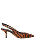 Dolce & Gabbana Black Orange Zebra Leather Slingbacks Shoes Dolce & Gabbana