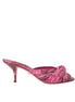 Dolce & Gabbana Pink Exotic Leather Kitten Heels Slides Shoes Dolce & Gabbana