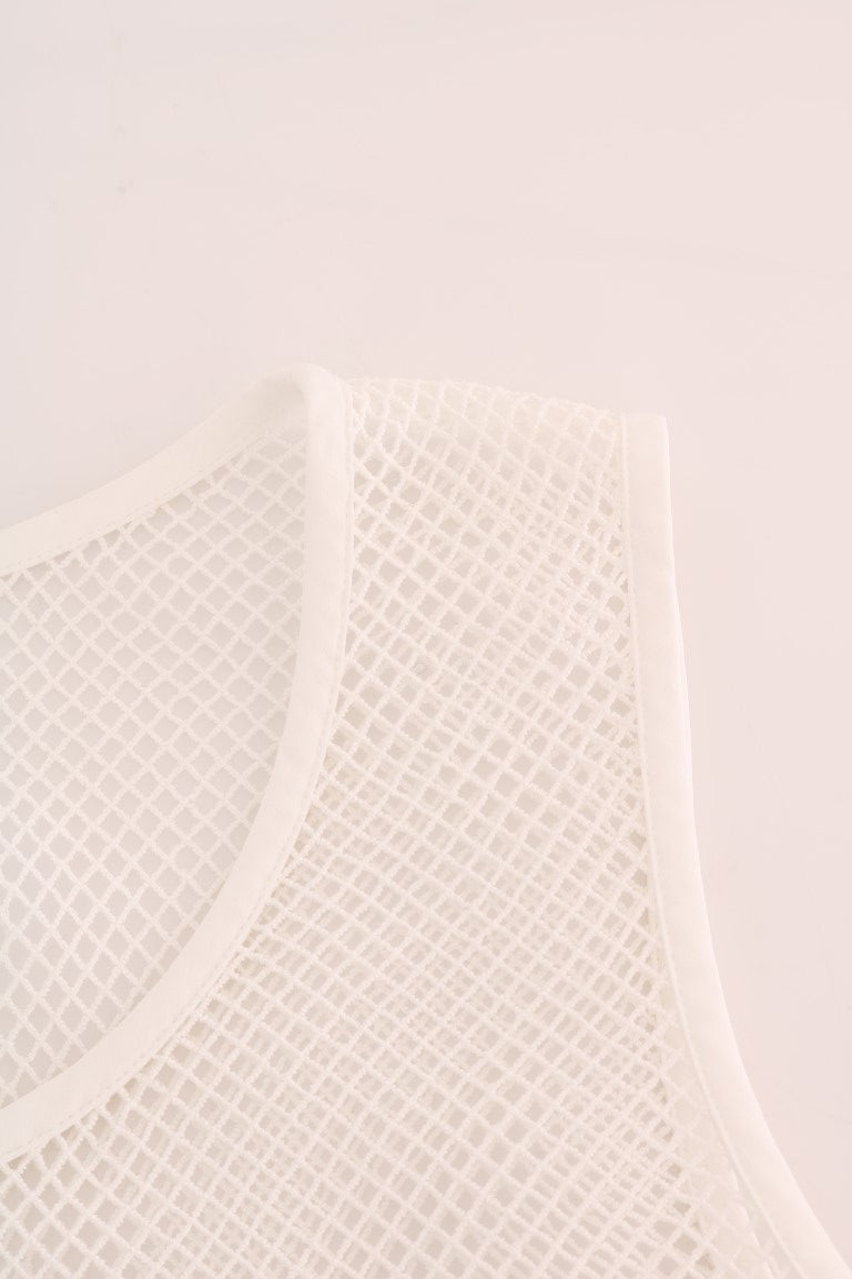 Dolce & Gabbana White Net Tank Transparent Top Dolce & Gabbana