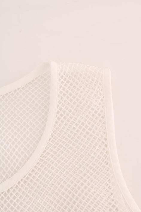 Dolce & Gabbana White Net Tank Transparent Top Dolce & Gabbana