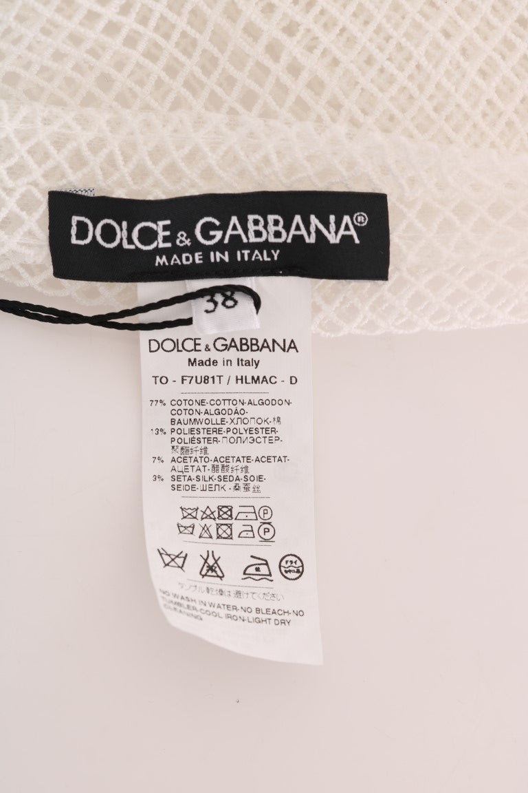 Dolce & Gabbana White Net Tank Transparent Top Dolce & Gabbana
