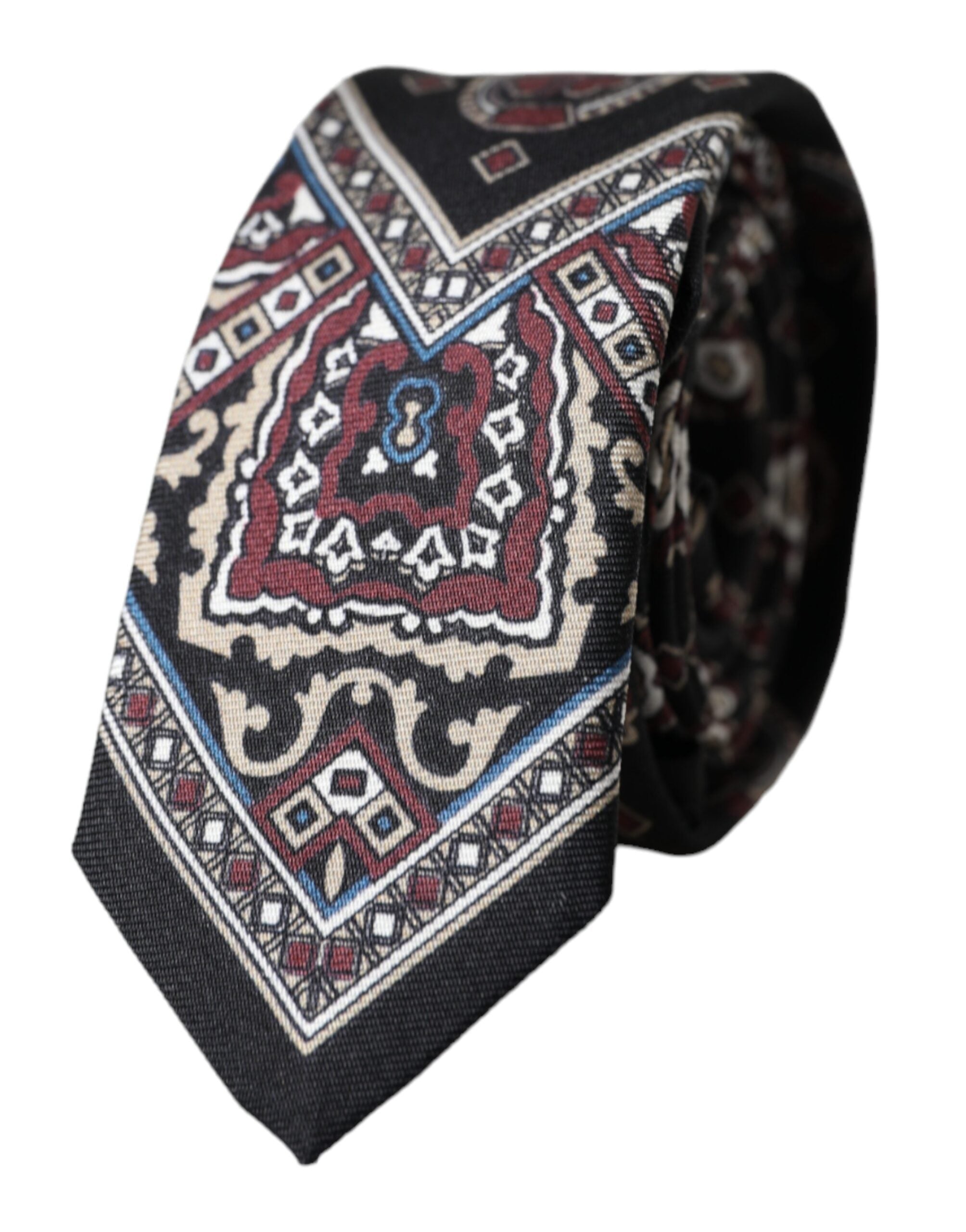 Dolce & Gabbana Black Printed 100% Silk Adjustable Men Tie Dolce & Gabbana