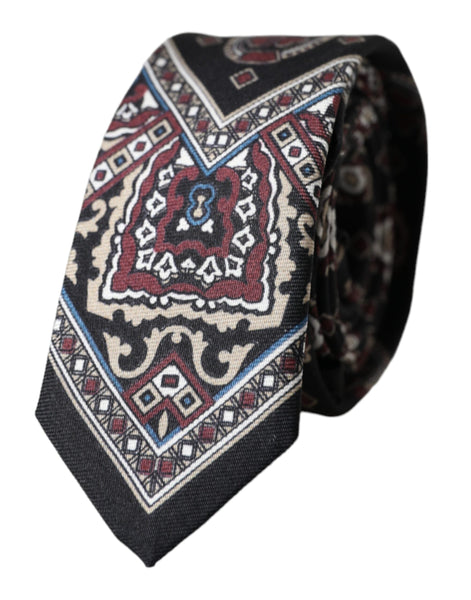 Dolce & Gabbana Black Printed 100% Silk Adjustable Men Tie Dolce & Gabbana