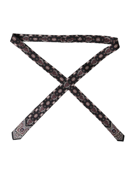 Dolce & Gabbana Black Printed 100% Silk Adjustable Men Tie Dolce & Gabbana