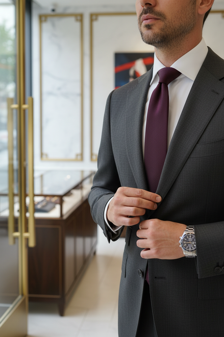 Cravate ajustable Dolce &amp; Gabbana Bordeaux unie 100 % soie pour homme