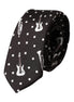 Dolce & Gabbana Black Guitar Print Silk Adjustable Tie Dolce & Gabbana