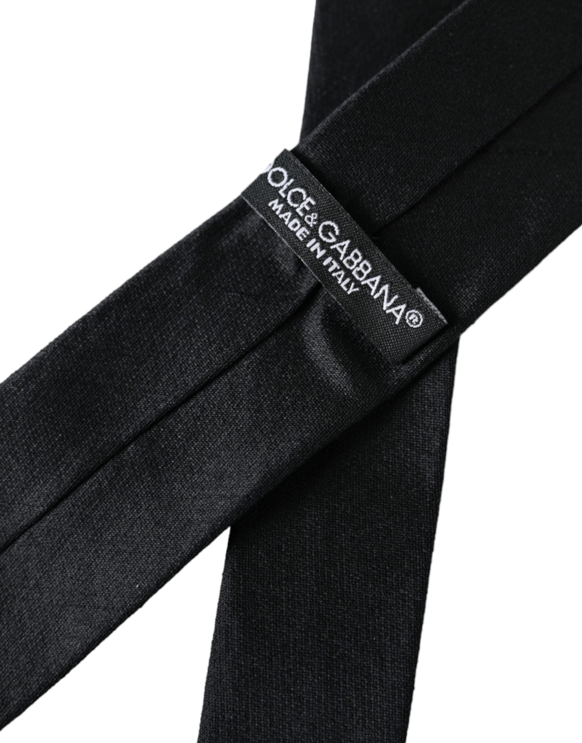 Dolce & Gabbana Black Solid 100% Silk Adjustable Tie Dolce & Gabbana