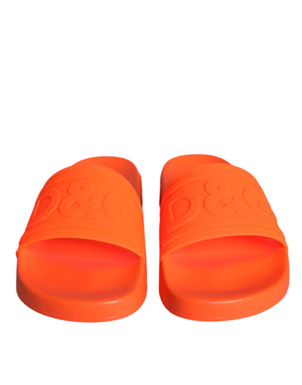 Dolce & Gabbana Orange Rubber Slides Sandals Beachwear Shoes Dolce & Gabbana