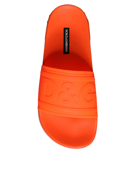 Dolce & Gabbana Orange Rubber Slides Sandals Beachwear Shoes Dolce & Gabbana