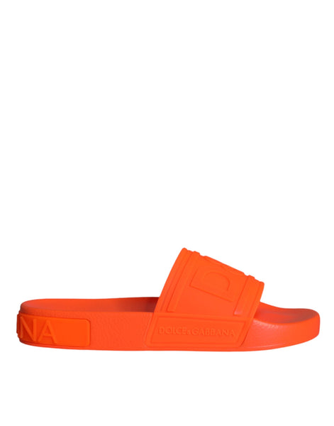 Dolce & Gabbana Orange Rubber Slides Sandals Beachwear Shoes Dolce & Gabbana