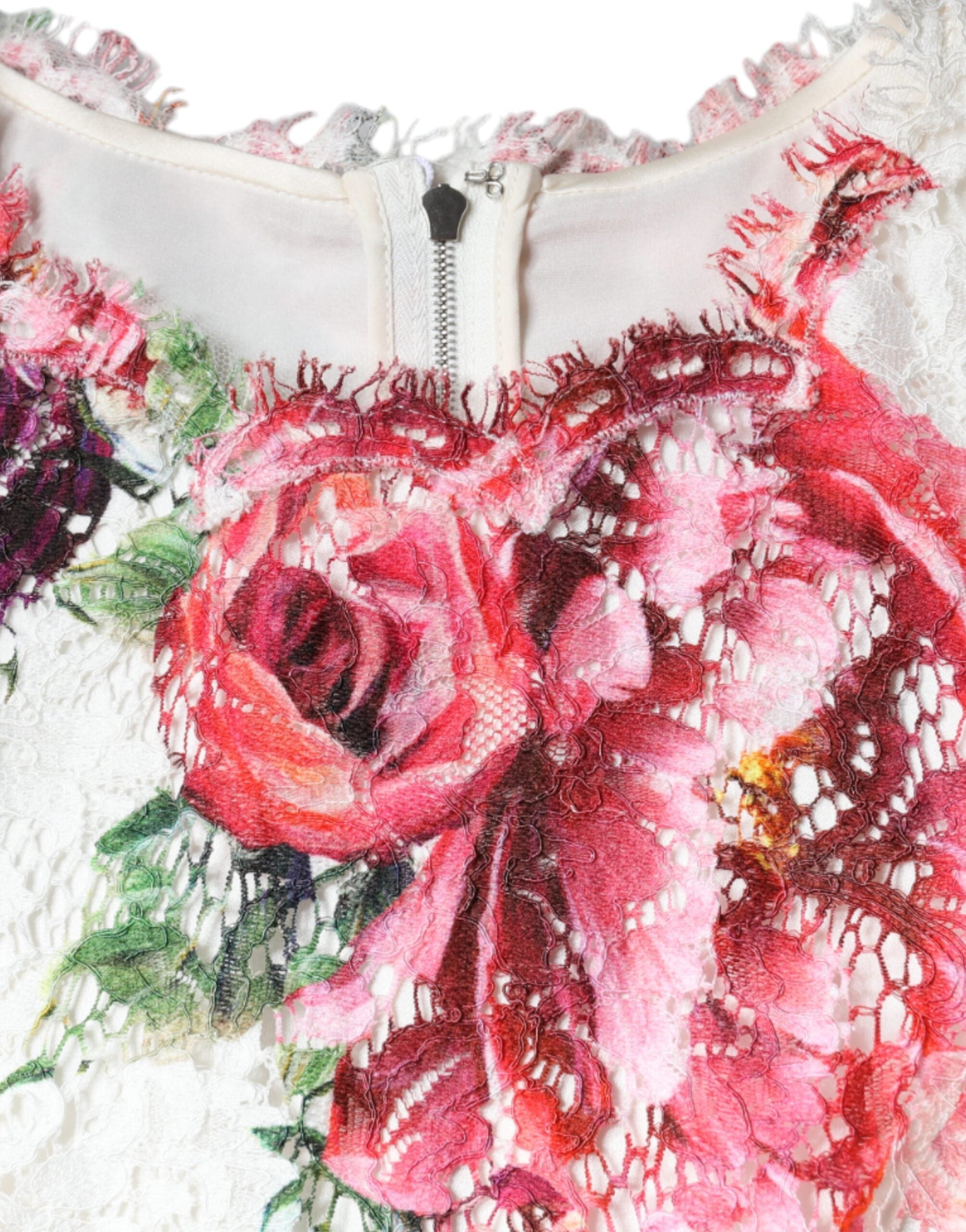 Dolce & Gabbana White Peony Lace Short Sleeves Blouse Top Dolce & Gabbana