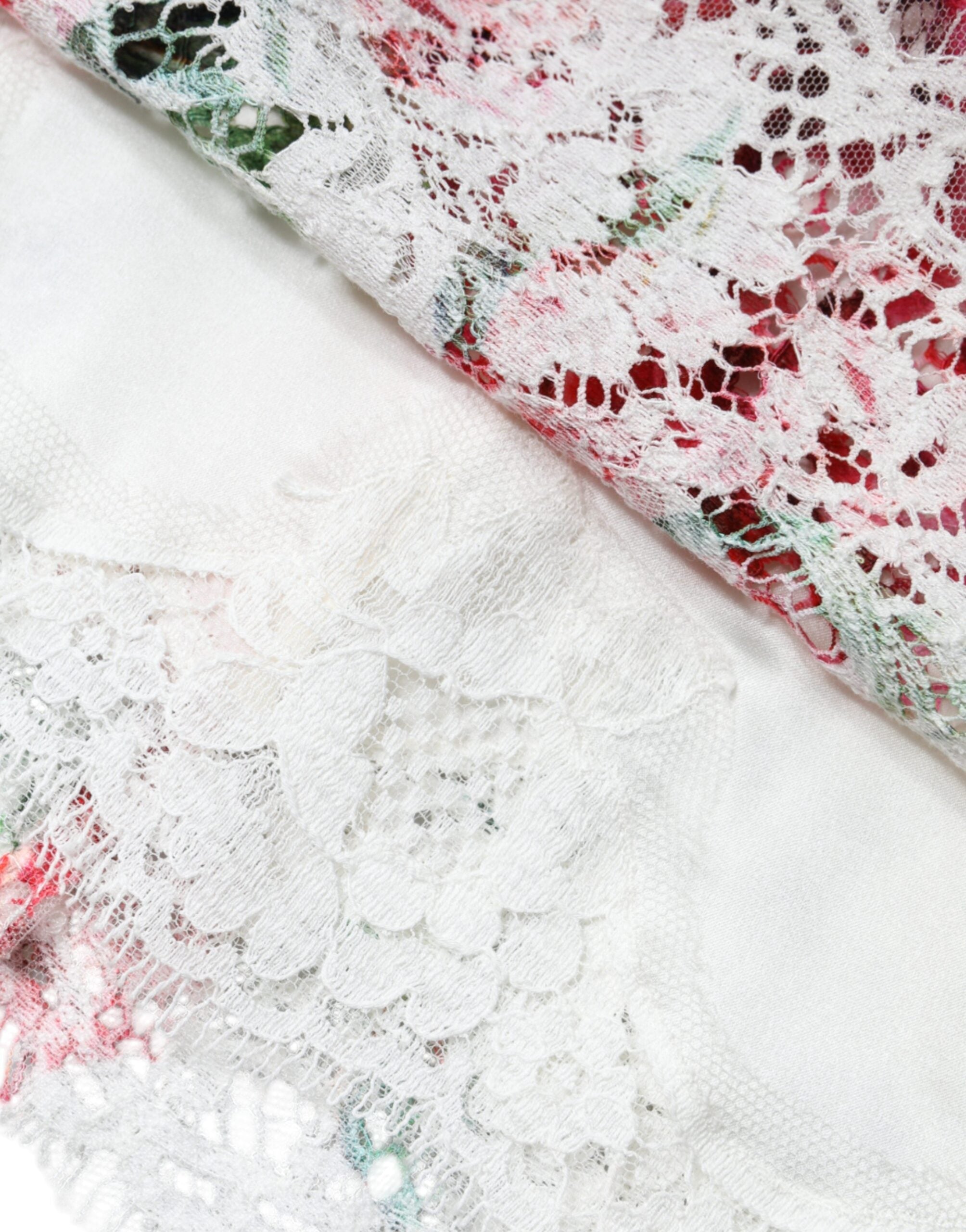 Dolce & Gabbana White Peony Lace Short Sleeves Blouse Top Dolce & Gabbana