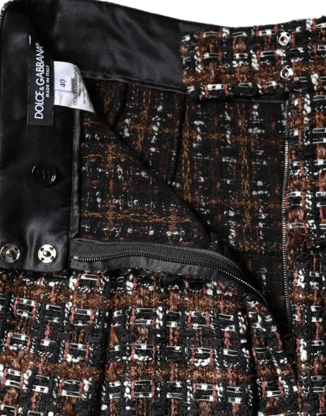 Dolce & Gabbana Multicolor High Waist Tartan Tweed A-line Mini Skirt Dolce & Gabbana
