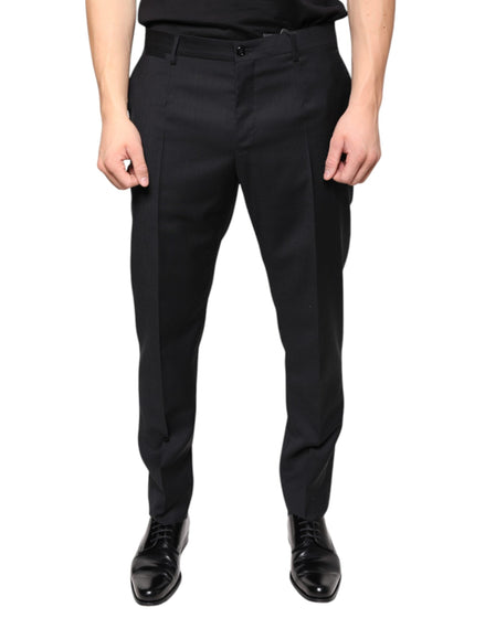 Dolce & Gabbana Black Wool Skinny Men Dress Pants Dolce & Gabbana
