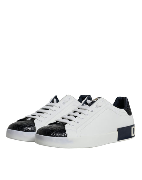 Dolce & Gabbana White Leather Logo Portofino Sneaker Shoes Dolce & Gabbana