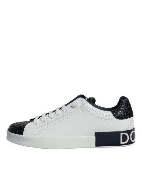 Dolce & Gabbana White Leather Logo Portofino Sneaker Shoes Dolce & Gabbana