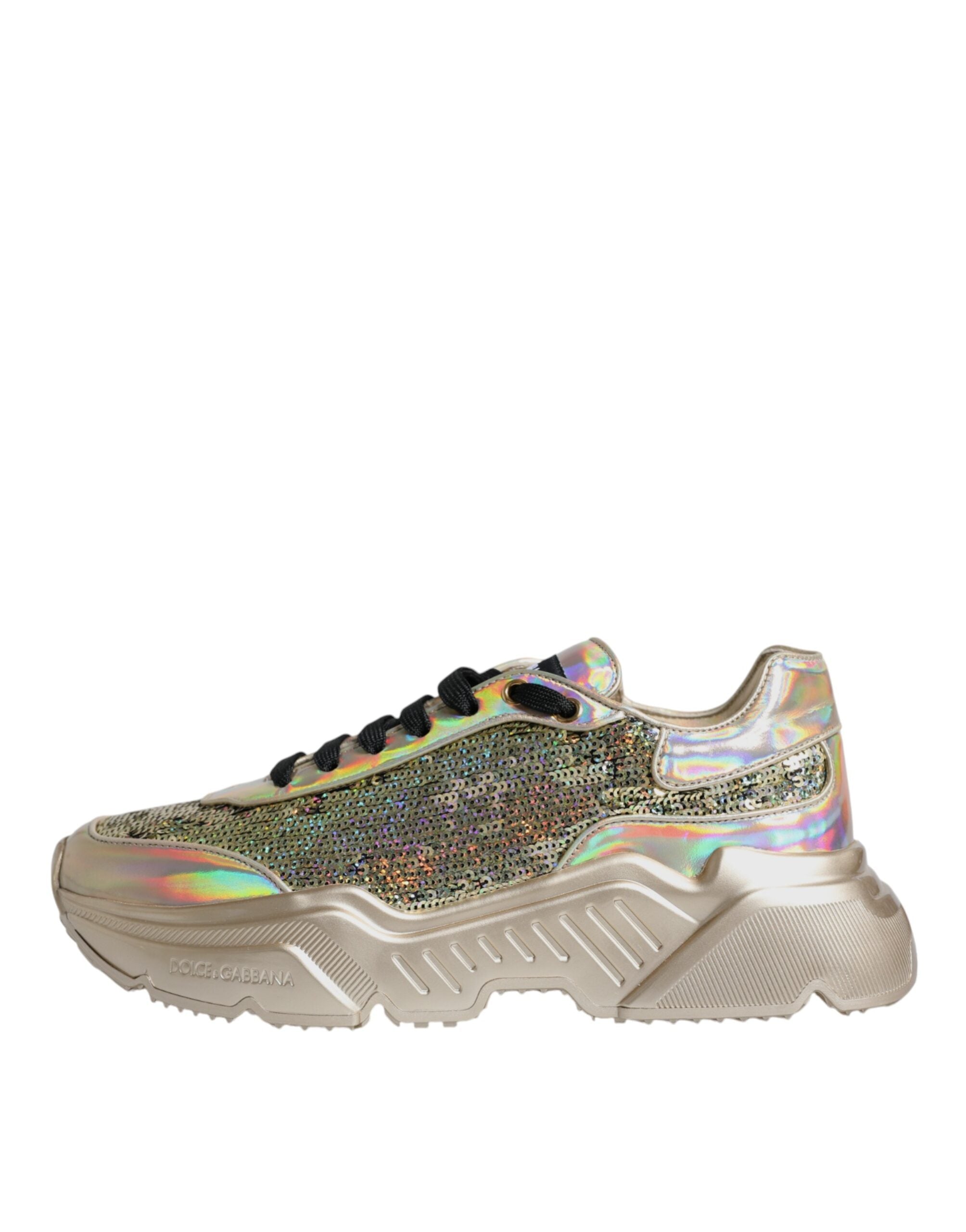 Dolce & Gabbana Gold Sequin Iridiscent Daymaster Sneakers Shoes Dolce & Gabbana