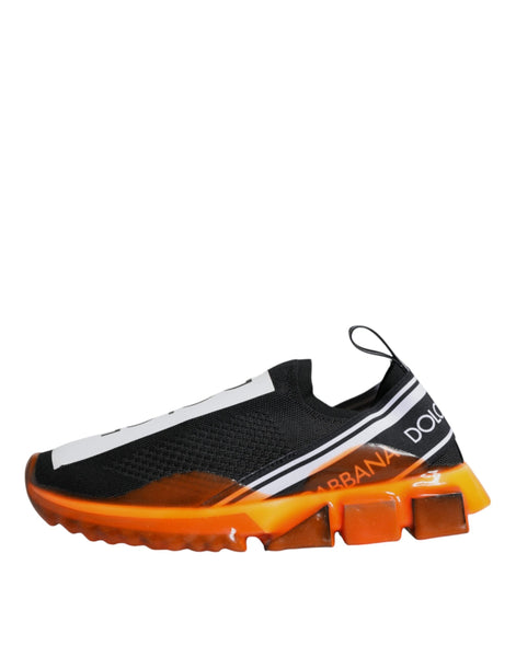 Dolce & Gabbana Black Orange Sorrento Slip On Sneakers Shoes Dolce & Gabbana