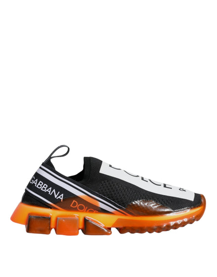 Dolce & Gabbana Black Orange Sorrento Slip On Sneakers Shoes Dolce & Gabbana