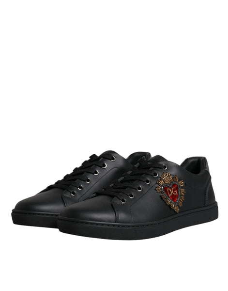 Dolce & Gabbana Black London Sacred Heart Men Sneakers Shoes Dolce & Gabbana