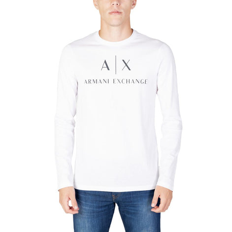 Armani Exchange White Cotton Long Sleeve T-Shirt Armani Exchange