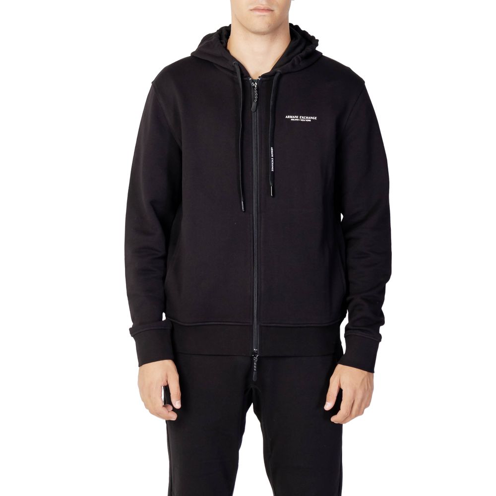 Armani Exchange Black Cotton Hoodie Armani Exchange