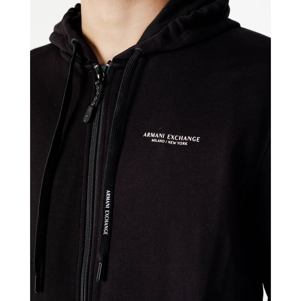 Armani Exchange Black Cotton Hoodie Armani Exchange