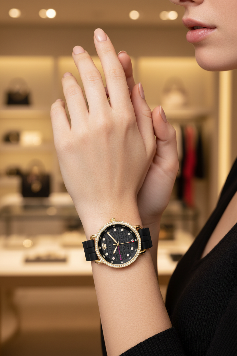 Juicy Couture Schwarze Metall-Dresswatch