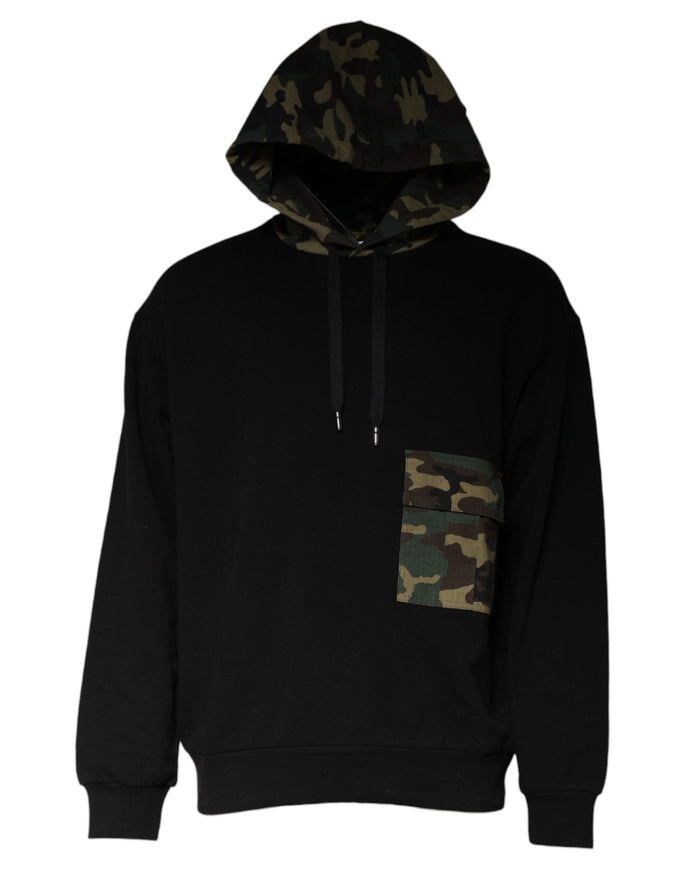 Dolce & Gabbana Black Camouflage Hooded Sweatshirt Sweater Dolce & Gabbana