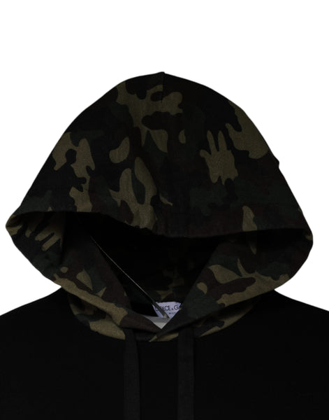Dolce & Gabbana Black Camouflage Hooded Sweatshirt Sweater Dolce & Gabbana
