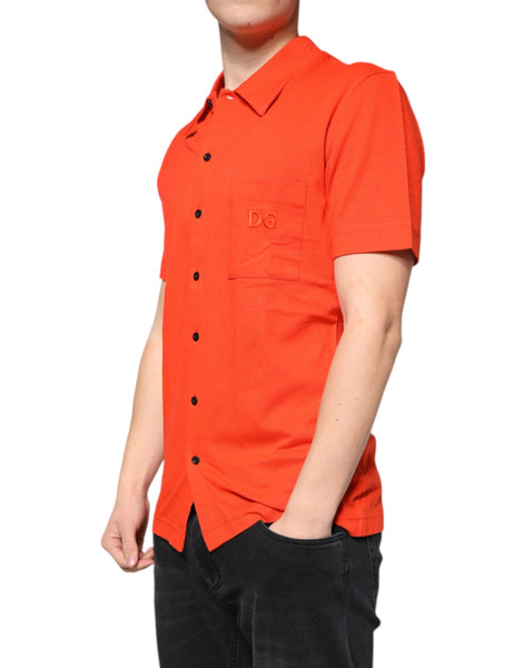 Dolce & Gabbana Orange Cotton Button Down Casual Polo Shirt Dolce & Gabbana