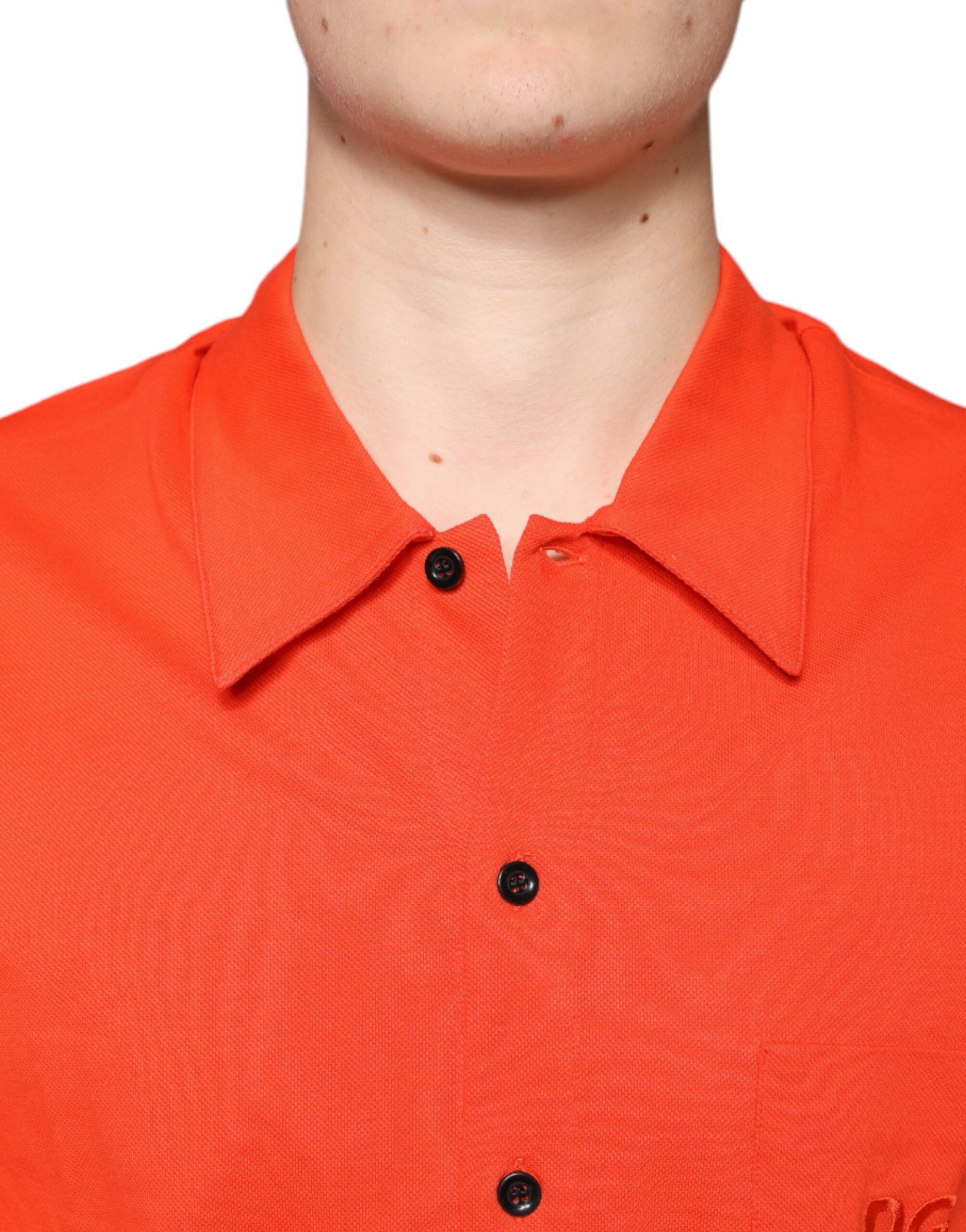 Dolce & Gabbana Orange Cotton Button Down Casual Polo Shirt Dolce & Gabbana