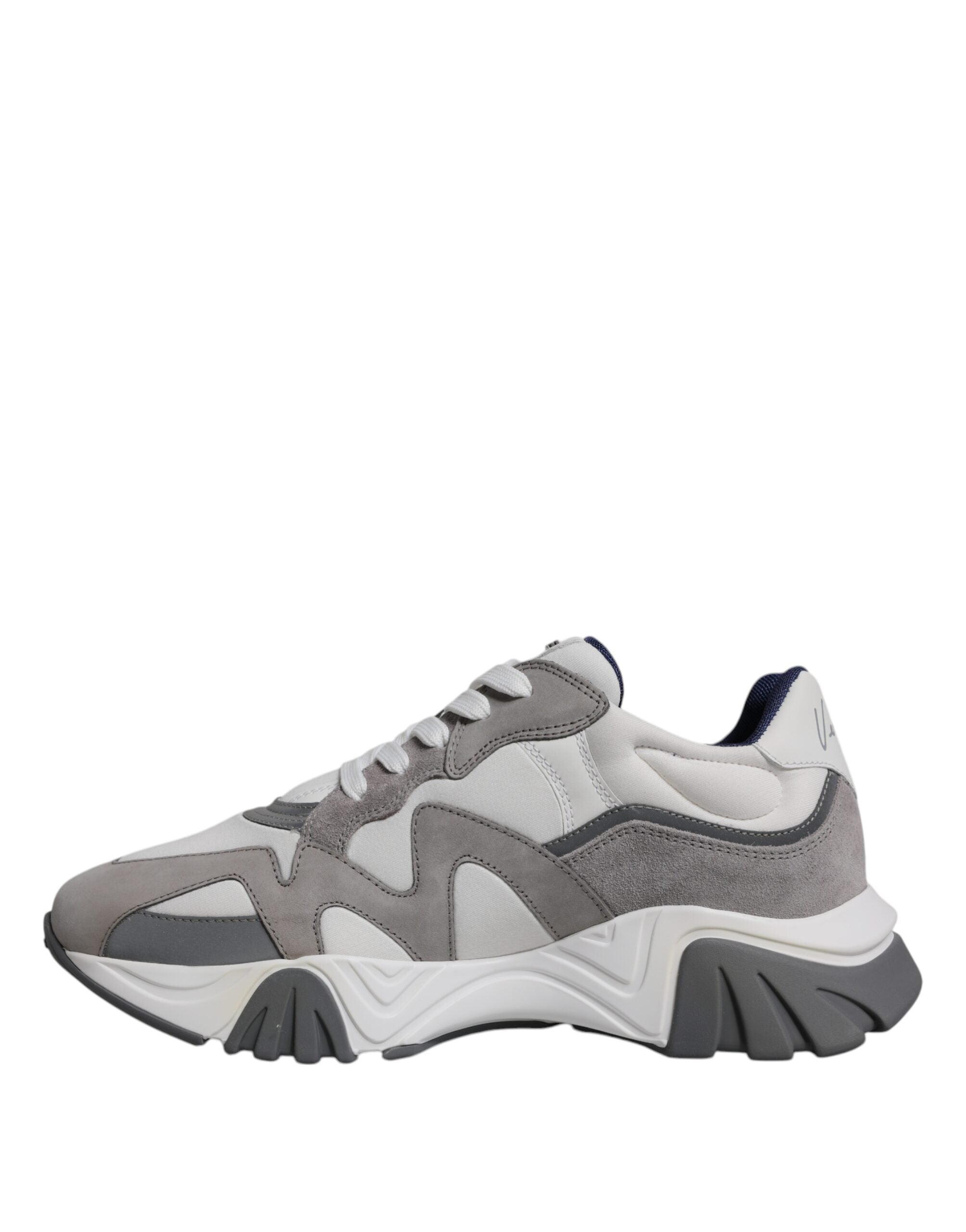 Versace Grey Leather Neoprene Chunky Low Top Squalo Sneakers Shoes Versace