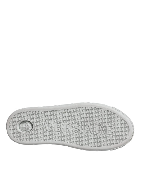 Versace White Pink Greca Print Platform Low Top Sneakers Shoes Versace