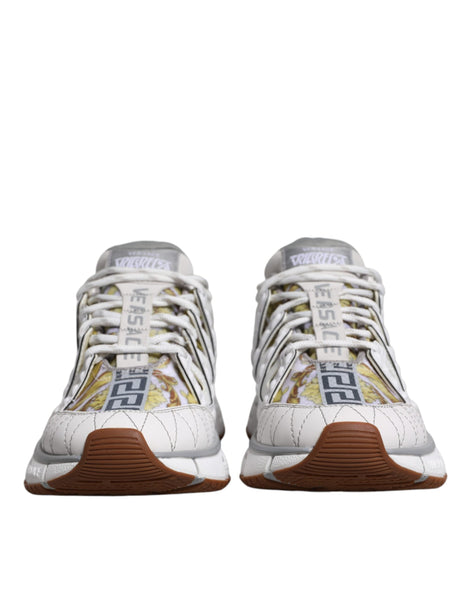 Versace White Trigreca Barocco Print Low Top Sneakers Shoes Versace