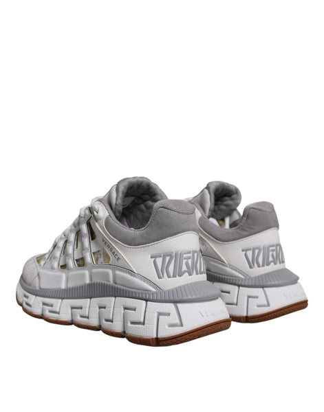 Versace White Trigreca Barocco Print Low Top Sneakers Shoes Versace