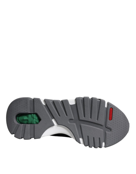 Versace Black Leather Neoprene Chunky Low Top Sneakers Squalo Shoes Versace