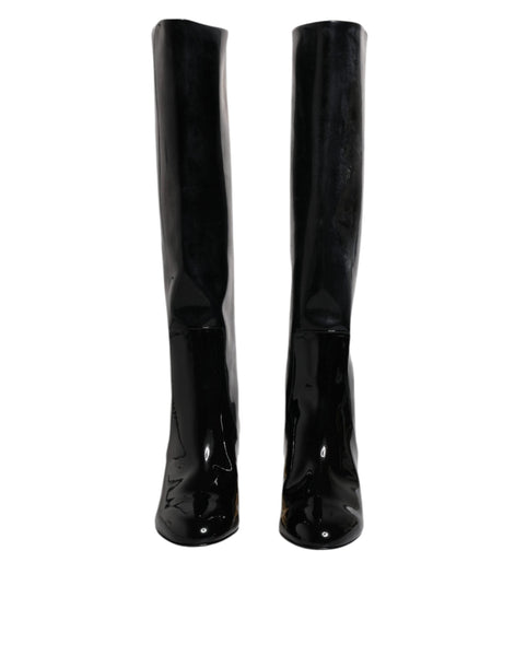 Dolce & Gabbana Black Patent Leather Vally High Boots Shoes Dolce & Gabbana