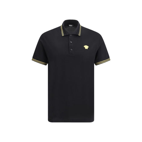 Versace Black Cotton Polo Shirt Versace