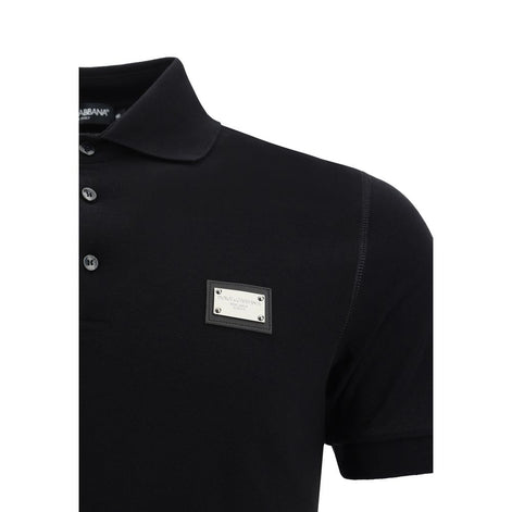 Dolce & Gabbana Black Cotton Polo Shirt Dolce & Gabbana