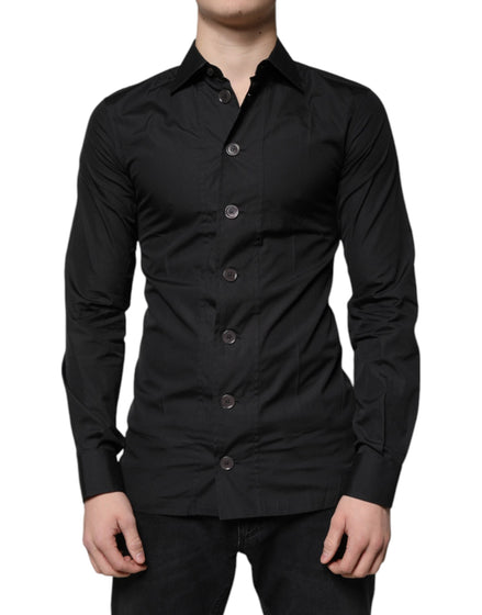 Dolce & Gabbana Black Cotton Formal Long Sleeves Dress Shirt Dolce & Gabbana