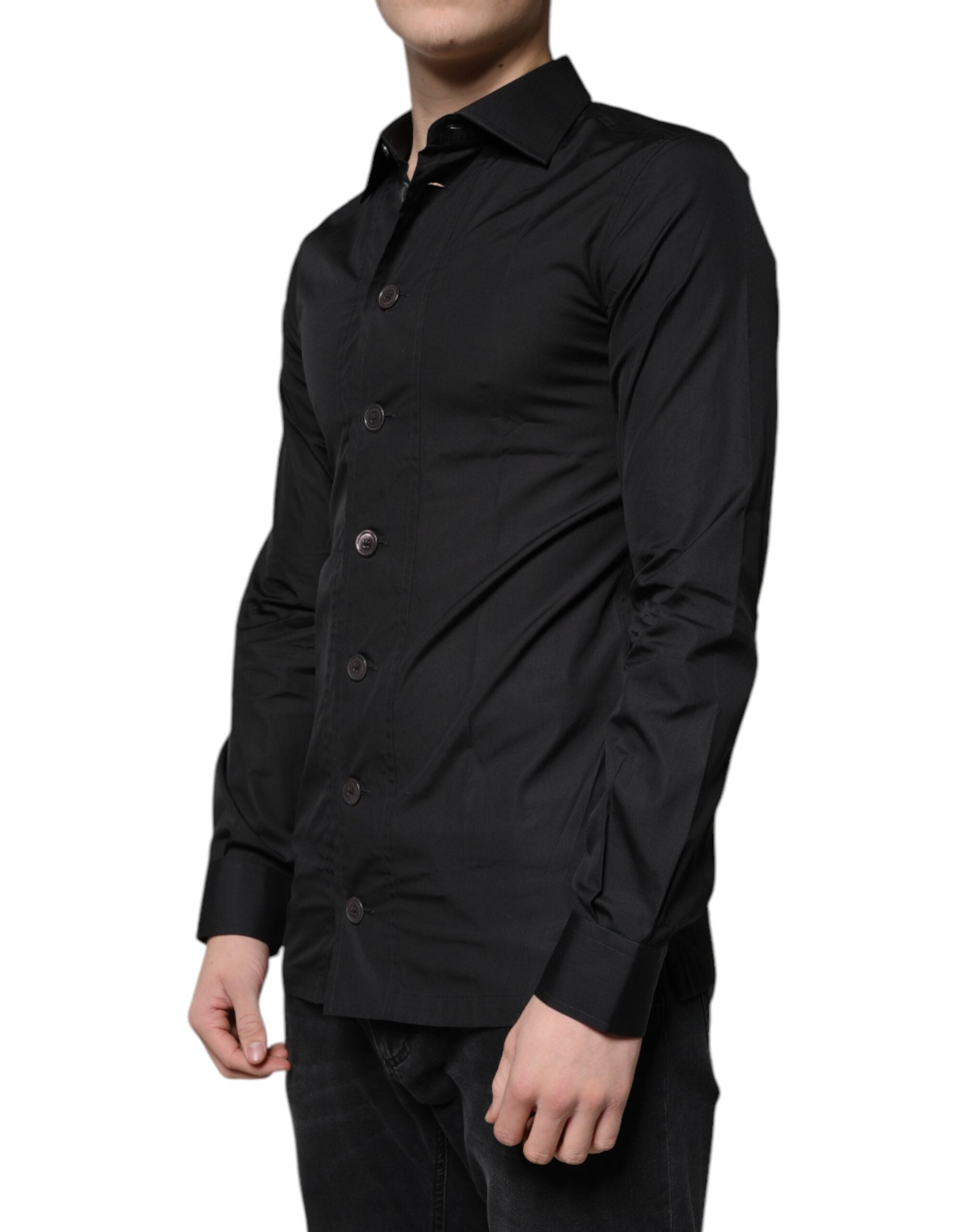 Dolce & Gabbana Black Cotton Formal Long Sleeves Dress Shirt Dolce & Gabbana