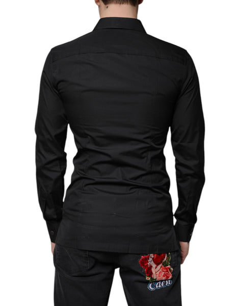 Dolce & Gabbana Black Cotton Formal Long Sleeves Dress Shirt Dolce & Gabbana