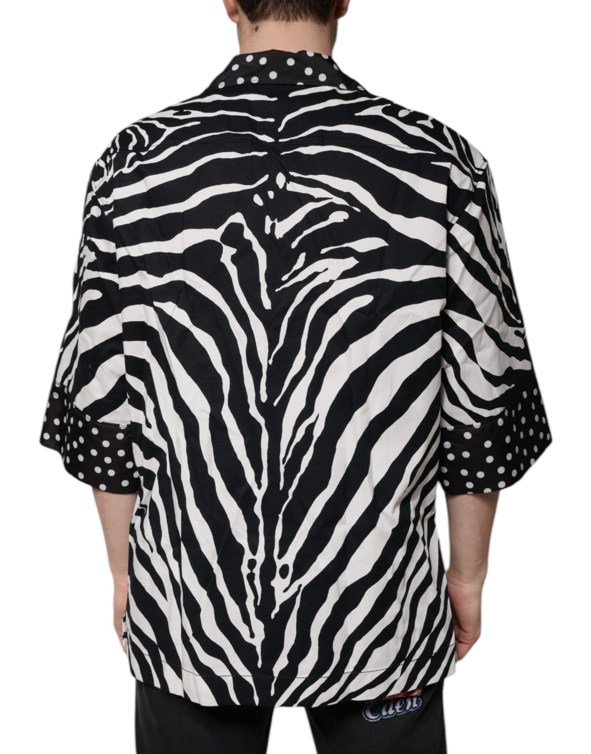 Dolce & Gabbana Black White Zebra Button Down Oversize Shirt Dolce & Gabbana