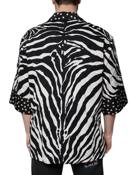 Dolce & Gabbana Black White Zebra Button Down Oversize Shirt Dolce & Gabbana