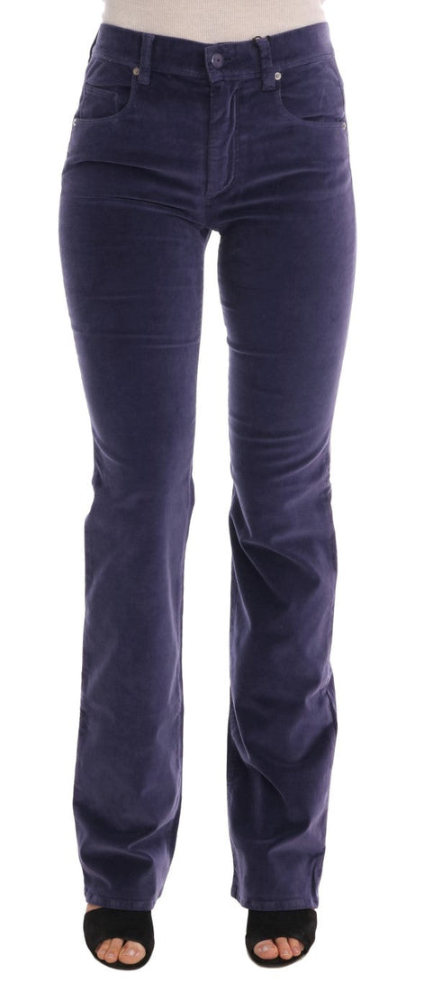 Ermanno Scervino Purple Corduroy Stretch Bootcut Pants Ermanno Scervino