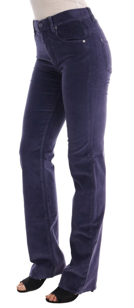 Ermanno Scervino Purple Corduroy Stretch Bootcut Pants Ermanno Scervino